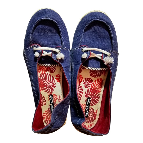 Time and Tru Women's Denim Blue Memory Foam Loafers Shoes Flats Size 9 - Picture 1 of 2